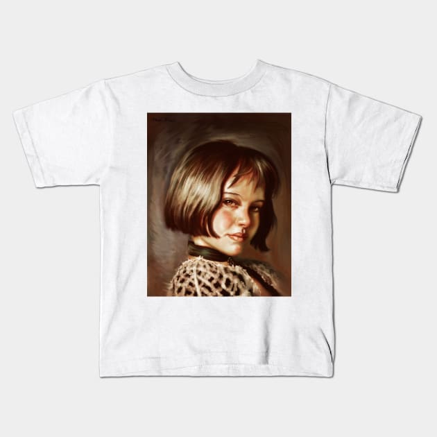 Mathilda portrait Kids T-Shirt by Artofokan